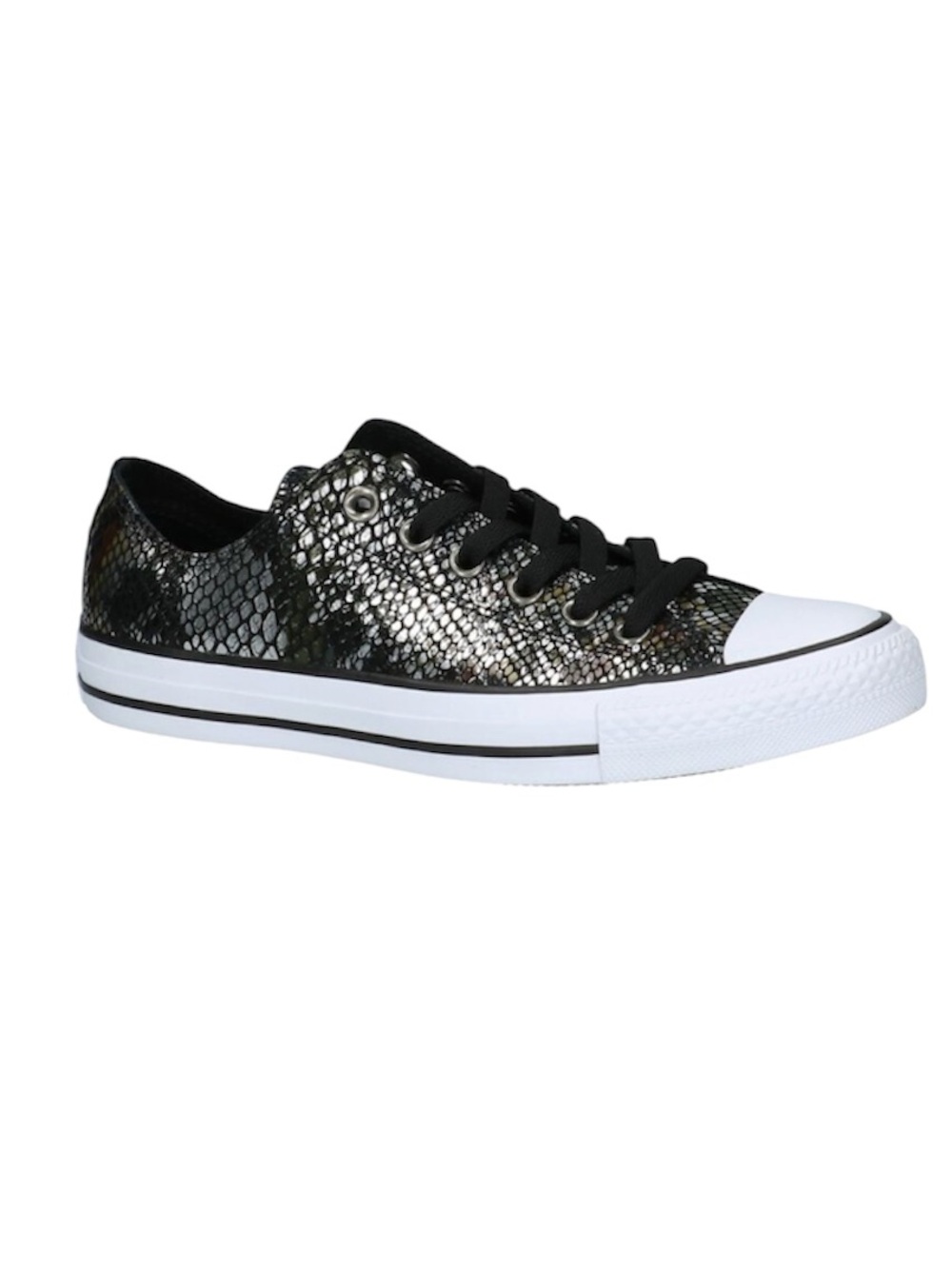 Converse Low-Top Snake Print Metallic Black Sparkle Sneakers